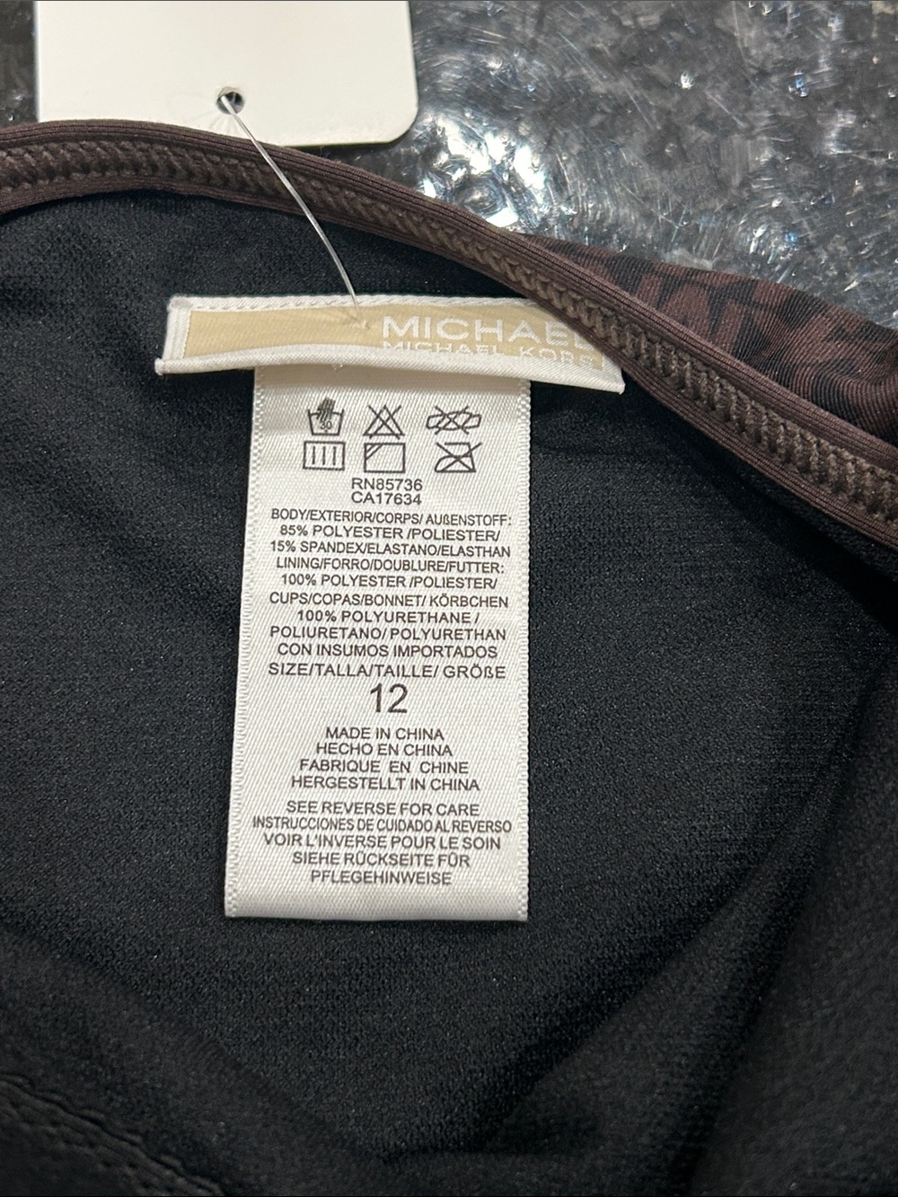 Michael Michael Kors Logo Printed One-Piece Swimsuit L143021 Women’s Size 12 - Picture 2 of 6